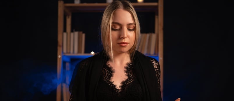 Fortune teller reading tarot cards