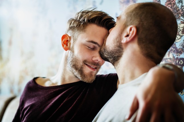 Homme Gay Embrassant Son Partenaire Sur La Tête